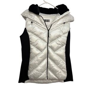 DKNY White and Black Puffer Vest NWT